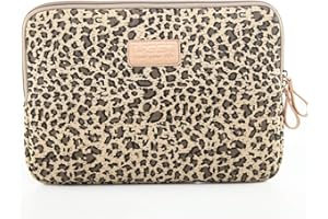 BSLVWG 10-15 Pouces Forest Series Motif Toile Imperméable pour Ordinateur Portable 13,3 Pouces Compatible avec MacBook Air Manchon pour MacBook Pro 13 (13 Pouces, Léopard Jaune)
