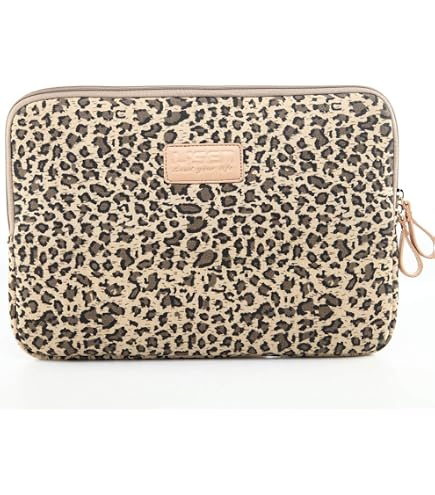 Laptop Sleeve Im Leopard-Print – Für 15–15,6 Zoll Laptops (bis 33,8 Cm), Wasserabweisend, Mit Griff Und Fronttasche
