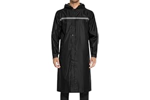 AXESQUIN Lange Regenjacke Herren Wasserdicht Atmungsaktiv mit Kapuze Packbar Regenmantel mit Reflektierender Streifen Regenponcho für Outdoor Fahrrad Wander