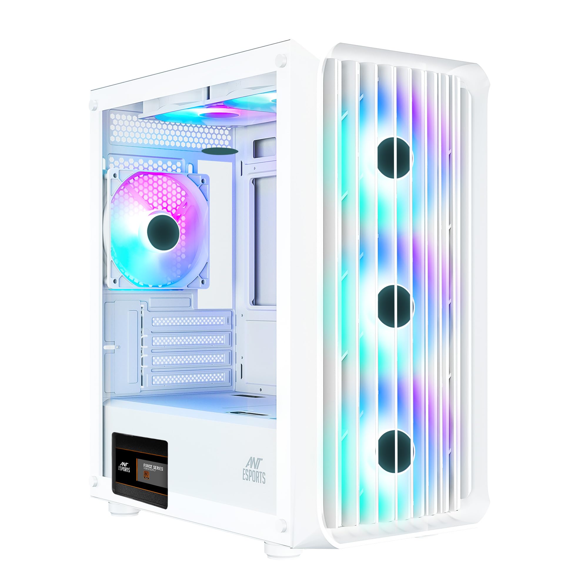 Ant Esports 205 Mini 6F Mini-Tower Computer Case/Gaming Cabinet - White | Support Micro-ATX, Mini-ITX | Pre-Installed 6 ARGB Fans