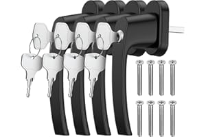 GETLITOOL 4X Manilla de Ventana Manijas para Ventanas de Aluminio Cerradura de Ventana oscilobatiente Manijas de Puerta de Balcón Forma Simple de Moda Blanca para Seguridad Infantil Antirrobo Negro