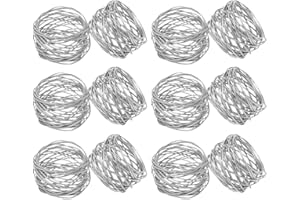 SKAVIJ Fatto a Mano Tovagliolo Anelli Impostare di 12 per Ogni Giorno, Cenare Tavolo Decorazione Argento