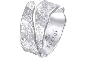 Kuzzoi Anello da uomo con design strutturato usato, anello a fascia in argento sterling 925, massiccio (12 mm) di larghezza (12 mm) in argento Sterling 925, martellato, anello da uomo, anello da