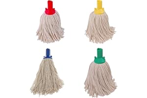 Aardvark Janitorial Supplies Exel Cotton Mop Heads, Colour Coded 250g, One of Each Colour, Red, Blue, Green, Yellow, EC250gOOE