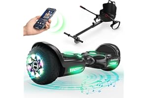 Hoverboards for Kids, 6.5" Hoverboard with Bluetooth Speaker, Flash LED Lights, iHoverboard H5 Hoverboard and Go Kart Bundle, Gift for Boys and Girls
