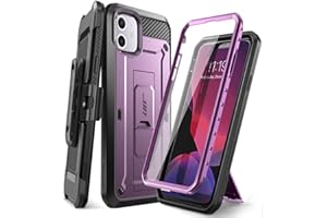 SUPCASE Etui do iPhone'a 11, solidna ochrona przed wstrząsami z wbudowanym ochraniaczem ekranu i klipsem na pasek [Unicorn Beetle Pro] do iPhone'a 11 6,1 cala 2019 (fioletowy)