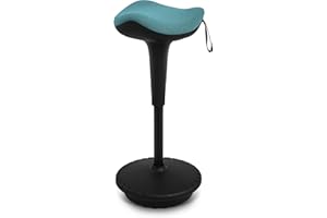 ‎IWMH IWMH Ergonomischer Arbeitshocker, Hochverstellbare Stehhilfe, Atmungsaktiver Sitz-Steh-Hocker 360° Drehbar, Ergonomische Stehhocker Büro (Blau)