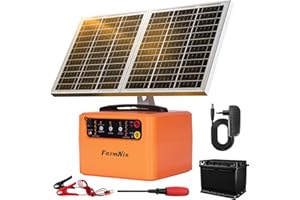 MTCHAVNO 48 KM Elettrificatore per Recinto Elettrico Solare, 0,3 J–1,5 J, 6 KV–12 KV Recinto Elettrico per Animali da 15 W, con Batteria al Piombo da 12 V 7 Ah Integrata, Adatto per Bovini, Fattorie e Giardini