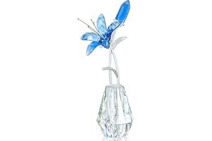 H&D HYALINE&DORA H&D HYALINE & DORA Statuetta di giglio blu in cristallo, da collezione, in vetro, ornamento a forma di fiore, fermacarte da tavolo, regalo per San Valentino per lei
