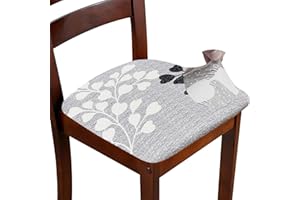 ZHILING Stretch Chair Seat Covers for Dining Room Set of 6, Elastic Dining Chair Seat Protector Cover Removable Washable Chair Slipcovers with Ties