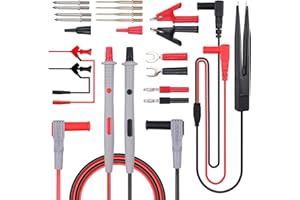 AMTOVL Multimètre électrique 21 en 1 avec pinces crocodile, sonde de test, pince à ressort, prise banane, voltmètre pour testeur de circuit de tension