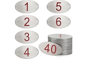 ‎NANTUN NanTun 304 Stainless Steel Engraved Oval Table Red Numbers (1-50) Pubs Restaurants Clubs - 1 to 50