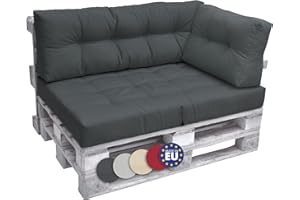 Beautissu Coussin Latéral Palette Euro 60x40 cm ECO Elements – 1x Coussin Accoudoir Anthracite – Confortable Coussin Lounge de Côté Extérieur & Intérieur Coussin pour Jardin Canape Banquette