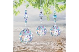 ‎MECCTUCK 3 Stück Sonnenfänger, Kristalle zum Aufhängen, Sonnenfänger Kristall, Prisma Kristall, Suncatcher Hängedeko, Lichtfänger Kristall Anhänger, Fensterschmuck Crystal Pendant für Fensterdeko Garten