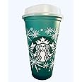 STARBUCKS Festive Christmas Holiday Colour Changing Reusable Travel Mug/Cup/Tumbler Grande Medium, 16oz 473ml, Green,red