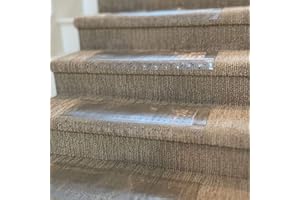 ARTIST UNKNOWN Clear Stair Treads Carpet Protectors Set of 2-24 x 8 Inches, Slip Resistant with Gripper Teeth, Transparent Vinyl Treads for Carpeted Stairs Protection