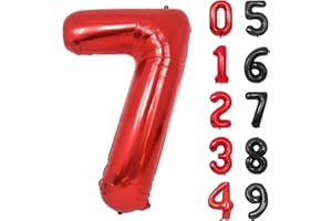 YOYOIN Folienballon Zahl 7 Rot XXL Riesen Folienballon Mylar Helium Luftballon 7. Geburtstag für Junge Mann Frau 7. Jahre Geburtstagsdeko Jubiläum Deko