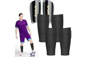 PYROCLASIA Protège-Tibias de Football - avec Manches antidérapantes pour Enfants, Adolescents et Adultes