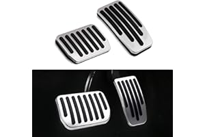 TOPABYTE Performance Pédales de Frein Antidérapantes pour Tesla Highland Model 3 et Model Y 2017-2024 Antidérapant Couvre-pédale Accélérateur et Repose-pieds, Argent