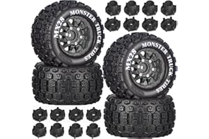 RCTHJIA MX28 2.8" Tire and Wheels Pre-Glued All-Terrain MT Tires with 12mm/14mm Hexes - 1/10 Scale RC Car Truck Tires for ARRMA Big Rock, Granite, Senton, Vorteks & Traxxas Slash, Stampede Rustler, Hoss