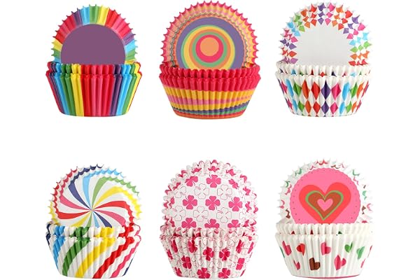 300 st. Färgglada muffinformar av papper, mini muffinspapperförmchen, muffinform av papper för födelsedag, bröllop & fest, cupcakeförmchen – Mångsidigt användbart & färgstarkt.