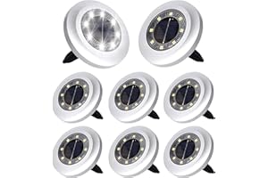 Puncools Solar Lights Outdoor Garden,8 Pack Waterproof Solar Ground Lights for Lawn Pathway Yard Landscape Walkway(White Light)