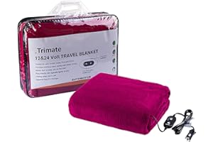 Trimate Electric Car Heating Blanket Plush 3 Heat Settings, Auto Shutoff, Washable, 55 X 40, Plugs into Cars 12v and Trucks 24v OuGreat for Cold Weather, Tailgating, Emergency Kits, Red