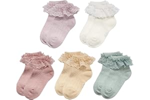 Durio Baby Mädchen Socken Elastisch Söckchen Rüschen Spitze Taufe Socken für Neugeborene Kleinkind Mädchen Kinder