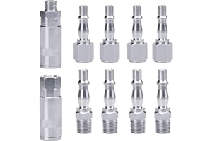 Sukudon 10 Pcs 1/4" BSP Air Line Hose Compressor Fitting Air Coupler and Plug Kit Couplings Connector Male Female
