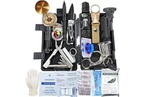 AURIVER Kit di Sopravvivenza 63 in 1, Multifunzione Kit di Pronto Soccorso di Emergenza, Kit Sopravvivenza per Campeggio Escursionismo Avventure, Regalo di Compleanno Natale per Uomini Papà Adolescenti