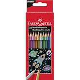 Faber-Castell Metallic Color Pencil 201583 (Pack of 10) | Metallic coloured pencils to create bright effects on light and dar