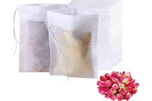 NAMIS 200 Pcs Bolsas De Té Desechables Con Cordón Bolsas De Cordón No Tejidas Filtro Bolsas De Filtro De Té Bolsas De Té Vacier Para Té Suelto, Frutas, Flores De Té, Especias y Hierbas En Polvo 5 x 7 cm