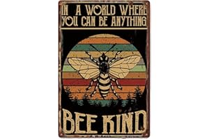 AHLMA Carteles Vintage Chapa Cuadros Decorativos Chapas Metalicas Poster Vintage Decoración pared Arte Retro Adecuado para Sala de Estar Baño Jardín Cafetería Cueva Cabaña(Modelo de Abeja)