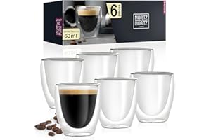 Moritz & Moritz Barista Torino 6 x Verres à expresso double paroi 60 ml - Tasses à expresso en verre pour boissons chaudes et froides - Passent au lave-vaisselle