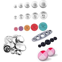 HEEPDD Kit de Boutons de Couverture, Kits de Boutons Couverts Kits de Bricolage de Bouton de Bricolage Tissu Solide Boutons à Dos Plat recouverts 1 Ensemble d'outils de Boucle 10 Ensembles(25 mm