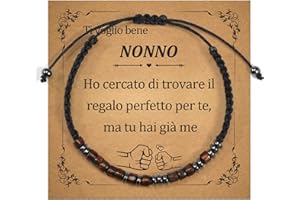 CheersLife Bracciale in Codice Morse Per Papà/Nonno, Bracciale Regalo Per Papà, Regalo Per La Festa Del Papà/Nonno, Bracciale in Legno a Filo Avvolgente, Regalo Di Compleanno Per Natalei love you