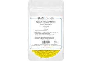 ‎DISTREBUTION Kerzenfarbe Neon Gelb hochkonzentriert 10g – zum Einfärben von Kerzentauchmasse, kräftige Farbtöne, Made in Germany