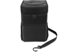 INDTOL Car Bin, Folding Car Rubbish Bin, 10L Car Bin with Lid, Hanging Car Rubbish Bin with Multi-Mesh Pocke, Waterproof LeakProof Car Bin Bag for Tidy, Portable Car Trash Can for Car SUV Truck Van Minivan