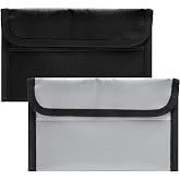 Fireproof Document Bag 2 Pieces 20 x 12 cm, Double Protection with Fireproof Zip, Waterproof and Safe for Passports, Money, C
