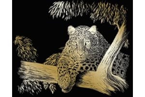 Royal Brush Manufacturing Ltd. Kratzbild-Set 'Gepard', Gold, 25 x 20 cm, inkl. Kratzmesser, Ab 8 Jahren