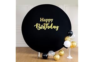 NSSONBEN Czarne okrągłe tło nadaje się do okrągłej średnicy 2,2 m, niemarszczące się tło na wesela, urodziny, imprezy, Boże Narodzenie, Nowy Rok, zasłony na ścianę ze zdjęciami (bez stojaka)