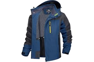 TACVASEN Herren Outdoorjacke Wasserabweisend Wanderjacke Leicht Übergangsjacke Funktionsjacke Trekkingjacke mit Abnehmbarer Kapuze