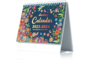 ROWJOW Desk Calendar 2023-2024, Desktop Calendar June 2023 to December 2024, Small Desk Calendar with Monthly Planner/Memo/To Do List Area Portable for Home School Office, 20.5x15.5cm