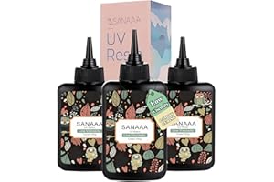 SANAAA Resina UV Trasparente Dura 300 g, Resina a Bassa Viscosità, Colla Polimerizzazione Rapida Con Luce Solare Ultravioletta Per La Creazione Di Gioielli e Decorazioni Artigianali