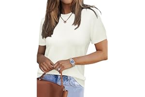 Arach&Cloz Jumpers for Women UK Wool Blend Short Long Sleeve Autumn Winter Sweater Crew Neck Shirt Blouse Tops