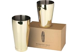 Jettory Boston Shaker, 2-teiliger Edelstahl Cocktail Shaker Set, 750ml/500ml Cocktailshaker, Barset für alle Professionelle Barkeeper und Zuhause Cocktail Liebhaberr (Gold)