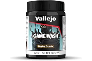 Vallejo Game Wash Pintura Acrílica Wash Negro Para Aplicar efectos de Sombras y Luces, 200 ml. de Forma Fácil y Rápida