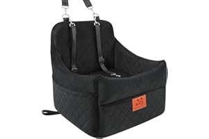 GL GLENSLAVE Hunde-Autositz für kleine/mittlere Hunde, Hundeautositz mit Dicker Polsterung unter 35 Pfund, Abnehmbarer, waschbarer Autositz für Haustiere (schwarz)