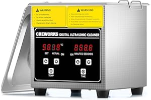 CREWORKS 1.2L Pulitore Ultrasuoni Industriale con Riscaldatore e Timer Digitale 60W Vasca Ultrasuoni in Acciaio Inossidabile Pulizia a Ultrasuoni per Orologi Dentarie Occhiali Ricambi di Auto