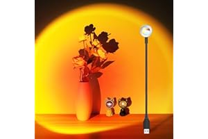 OSDUE Lampa o zachodzie słońca,tęczowy projektor, USB lampa nocna na podłogę z romantyczną atmosferą do fotografii, baru, sklepu, na ślub, urodziny i imprezę